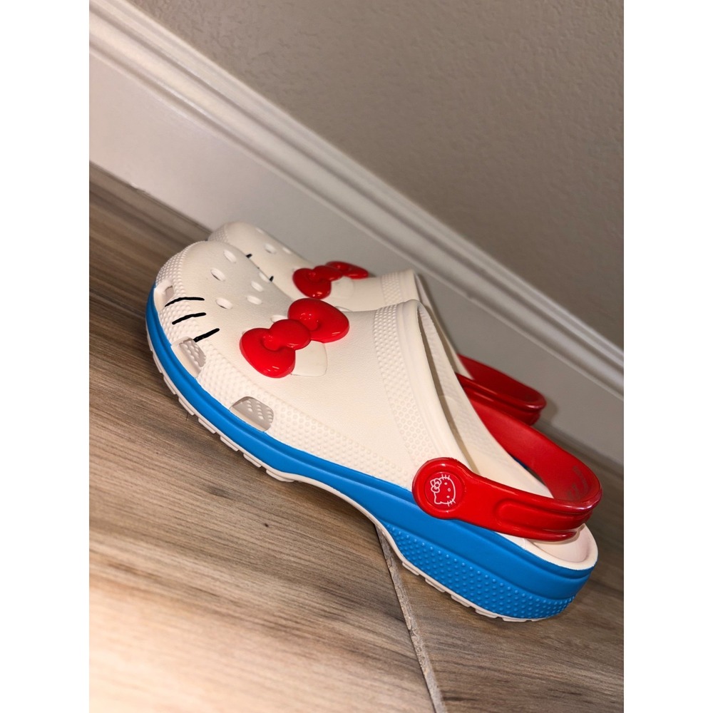 Crocs Hello Kitty Classic Clog Womens White Red Bow 50th Anniversary M 7/ W 9